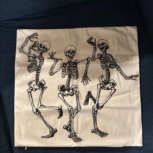 SHEIN Skeleton Print Throw Pillow Cover 17 x 17